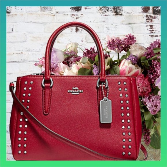 Coach Handbags - COACH Mini Surrey Carryall Cardinal Red w/Rivets